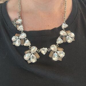 Lila Stella & Dot statement Necklace Silver and Brown Holiday Party New Years